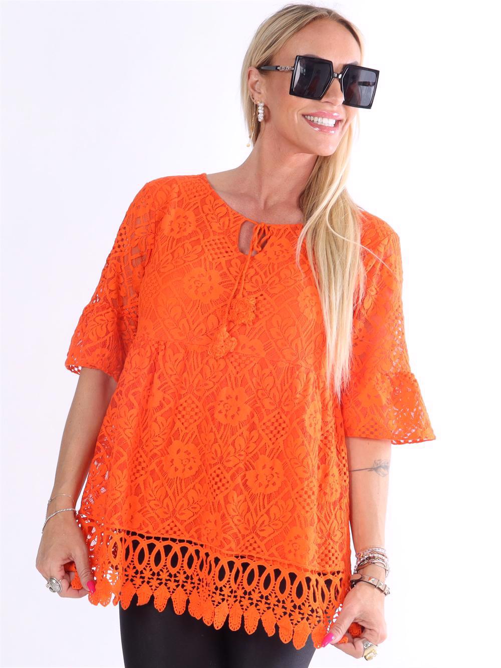 Janine - Svart tunika med hel spets